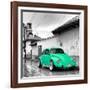 ¡Viva Mexico! Square Collection - Coral Green VW Beetle Car in San Cristobal de Las Casas-Philippe Hugonnard-Framed Photographic Print