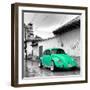 ¡Viva Mexico! Square Collection - Coral Green VW Beetle Car in San Cristobal de Las Casas-Philippe Hugonnard-Framed Photographic Print