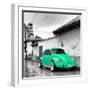 ¡Viva Mexico! Square Collection - Coral Green VW Beetle Car in San Cristobal de Las Casas-Philippe Hugonnard-Framed Photographic Print