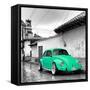 ¡Viva Mexico! Square Collection - Coral Green VW Beetle Car in San Cristobal de Las Casas-Philippe Hugonnard-Framed Stretched Canvas