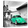 ¡Viva Mexico! Square Collection - Coral Green VW Beetle Car in San Cristobal de Las Casas-Philippe Hugonnard-Stretched Canvas