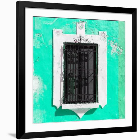 ¡Viva Mexico! Square Collection - Coral Green Wall & Black Window-Philippe Hugonnard-Framed Photographic Print