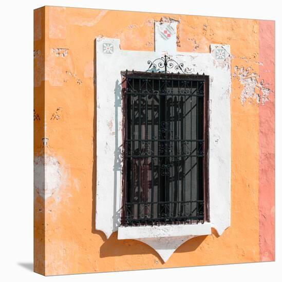¡Viva Mexico! Square Collection - Coral Wall & Black Window-Philippe Hugonnard-Stretched Canvas