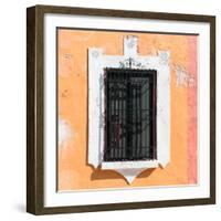 ¡Viva Mexico! Square Collection - Coral Wall & Black Window-Philippe Hugonnard-Framed Photographic Print