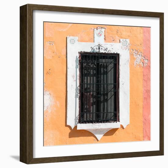 ¡Viva Mexico! Square Collection - Coral Wall & Black Window-Philippe Hugonnard-Framed Photographic Print