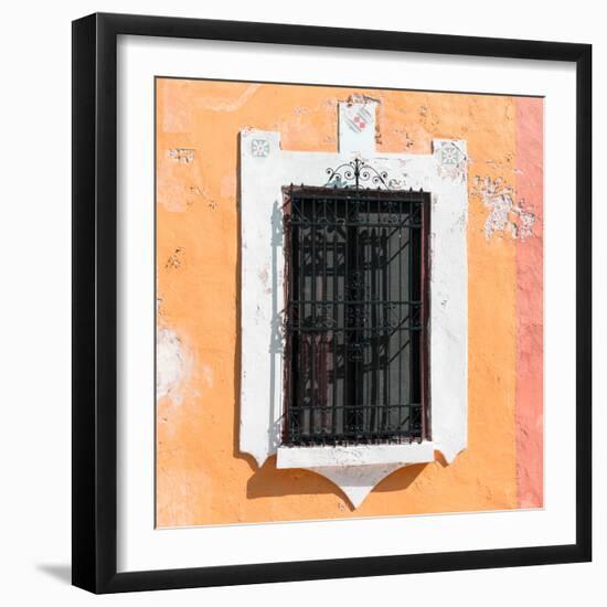 ¡Viva Mexico! Square Collection - Coral Wall & Black Window-Philippe Hugonnard-Framed Photographic Print