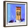 ¡Viva Mexico! Square Collection - Dark Beige Door & Blue Wall in Campeche-Philippe Hugonnard-Framed Photographic Print