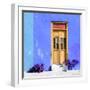 ¡Viva Mexico! Square Collection - Dark Beige Door & Blue Wall in Campeche-Philippe Hugonnard-Framed Photographic Print