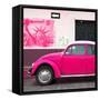 ¡Viva Mexico! Square Collection - Deep Pink VW Beetle Car and American Graffiti-Philippe Hugonnard-Framed Stretched Canvas