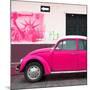 ¡Viva Mexico! Square Collection - Deep Pink VW Beetle Car and American Graffiti-Philippe Hugonnard-Mounted Photographic Print