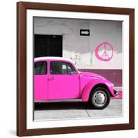 ¡Viva Mexico! Square Collection - Deep Pink VW Beetle Car & Peace Symbol-Philippe Hugonnard-Framed Photographic Print