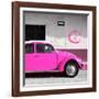 ¡Viva Mexico! Square Collection - Deep Pink VW Beetle Car & Peace Symbol-Philippe Hugonnard-Framed Photographic Print