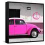 ¡Viva Mexico! Square Collection - Deep Pink VW Beetle Car & Peace Symbol-Philippe Hugonnard-Framed Stretched Canvas