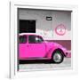 ¡Viva Mexico! Square Collection - Deep Pink VW Beetle Car & Peace Symbol-Philippe Hugonnard-Framed Photographic Print