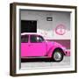 ¡Viva Mexico! Square Collection - Deep Pink VW Beetle Car & Peace Symbol-Philippe Hugonnard-Framed Premium Photographic Print