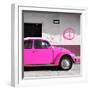 ¡Viva Mexico! Square Collection - Deep Pink VW Beetle Car & Peace Symbol-Philippe Hugonnard-Framed Premium Photographic Print