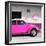 ¡Viva Mexico! Square Collection - Deep Pink VW Beetle Car & Peace Symbol-Philippe Hugonnard-Framed Photographic Print