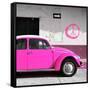 ¡Viva Mexico! Square Collection - Deep Pink VW Beetle Car & Peace Symbol-Philippe Hugonnard-Framed Stretched Canvas
