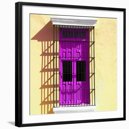 ¡Viva Mexico! Square Collection - Deep Pink Window in Campeche-Philippe Hugonnard-Framed Photographic Print
