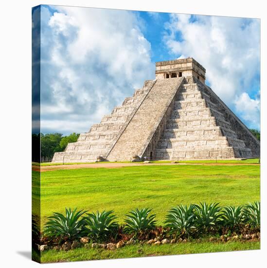 ?Viva Mexico! Square Collection - El Castillo Pyramid - Chichen Itza VIII-Philippe Hugonnard-Stretched Canvas