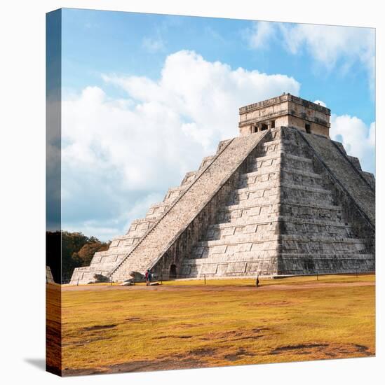 ¡Viva Mexico! Square Collection - El Castillo Pyramid in Chichen Itza IV-Philippe Hugonnard-Stretched Canvas