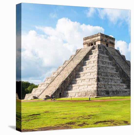 ¡Viva Mexico! Square Collection - El Castillo Pyramid in Chichen Itza-Philippe Hugonnard-Stretched Canvas