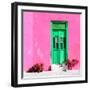 ¡Viva Mexico! Square Collection - Green Door & Pink Wall in Campeche-Philippe Hugonnard-Framed Photographic Print