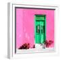 ¡Viva Mexico! Square Collection - Green Door & Pink Wall in Campeche-Philippe Hugonnard-Framed Photographic Print