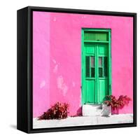 ¡Viva Mexico! Square Collection - Green Door & Pink Wall in Campeche-Philippe Hugonnard-Framed Stretched Canvas
