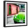 ¡Viva Mexico! Square Collection - Green VW Beetle Car and Colorful House-Philippe Hugonnard-Framed Photographic Print
