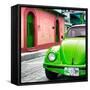 ¡Viva Mexico! Square Collection - Green VW Beetle Car and Colorful House-Philippe Hugonnard-Framed Stretched Canvas