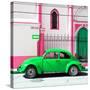 ¡Viva Mexico! Square Collection - Green VW Beetle in San Cristobal-Philippe Hugonnard-Stretched Canvas