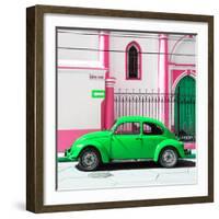 ¡Viva Mexico! Square Collection - Green VW Beetle in San Cristobal-Philippe Hugonnard-Framed Photographic Print