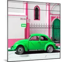 ¡Viva Mexico! Square Collection - Green VW Beetle in San Cristobal-Philippe Hugonnard-Mounted Photographic Print