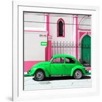 ¡Viva Mexico! Square Collection - Green VW Beetle in San Cristobal-Philippe Hugonnard-Framed Photographic Print