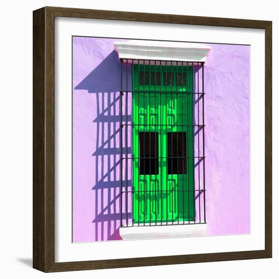 ¡Viva Mexico! Square Collection - Green Window in Campeche-Philippe Hugonnard-Framed Photographic Print