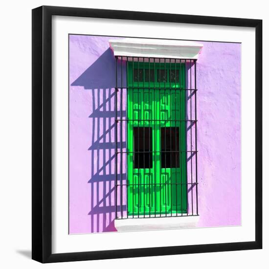 ¡Viva Mexico! Square Collection - Green Window in Campeche-Philippe Hugonnard-Framed Photographic Print