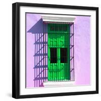 ¡Viva Mexico! Square Collection - Green Window in Campeche-Philippe Hugonnard-Framed Photographic Print