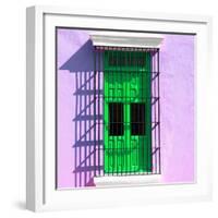 ¡Viva Mexico! Square Collection - Green Window in Campeche-Philippe Hugonnard-Framed Photographic Print