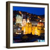 ¡Viva Mexico! Square Collection - Guanajuato Church by Night-Philippe Hugonnard-Framed Photographic Print