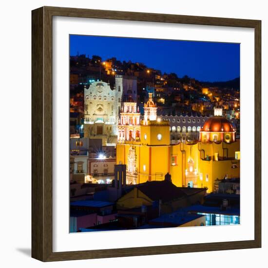 ¡Viva Mexico! Square Collection - Guanajuato Church by Night-Philippe Hugonnard-Framed Photographic Print