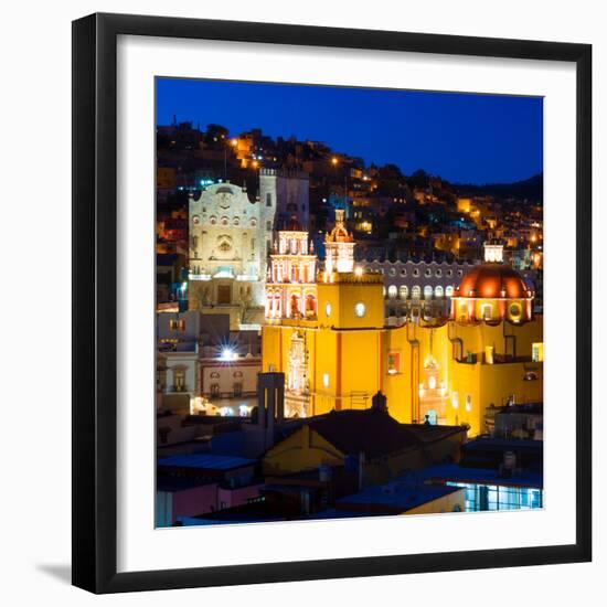 ¡Viva Mexico! Square Collection - Guanajuato Church by Night-Philippe Hugonnard-Framed Photographic Print