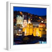 ¡Viva Mexico! Square Collection - Guanajuato Church by Night-Philippe Hugonnard-Framed Photographic Print