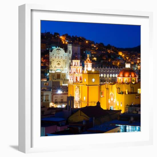 ¡Viva Mexico! Square Collection - Guanajuato Church by Night-Philippe Hugonnard-Framed Photographic Print