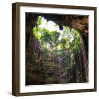 ¡Viva Mexico! Square Collection - Hanging Roots of Ik-Kil Cenote III-Philippe Hugonnard-Framed Photographic Print