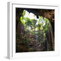 ¡Viva Mexico! Square Collection - Hanging Roots of Ik-Kil Cenote III-Philippe Hugonnard-Framed Photographic Print