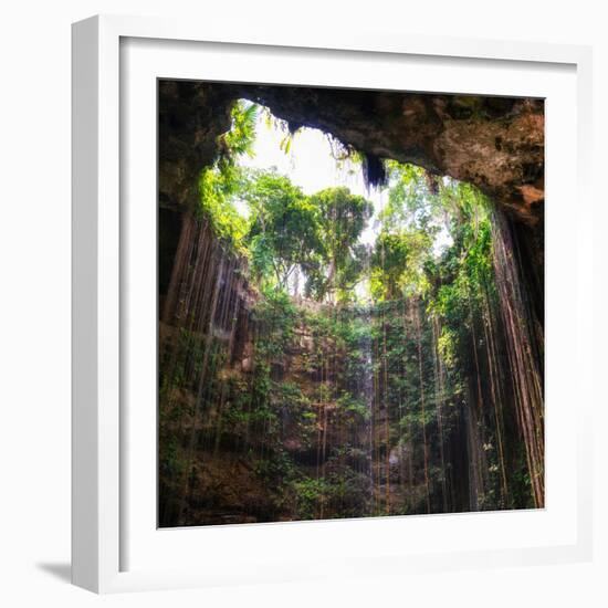 ¡Viva Mexico! Square Collection - Hanging Roots of Ik-Kil Cenote III-Philippe Hugonnard-Framed Photographic Print