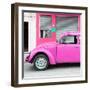 ¡Viva Mexico! Square Collection - Hot Pink VW Beetle and Pink Facade-Philippe Hugonnard-Framed Photographic Print