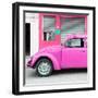 ¡Viva Mexico! Square Collection - Hot Pink VW Beetle and Pink Facade-Philippe Hugonnard-Framed Photographic Print