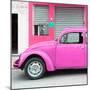 ¡Viva Mexico! Square Collection - Hot Pink VW Beetle and Pink Facade-Philippe Hugonnard-Mounted Photographic Print